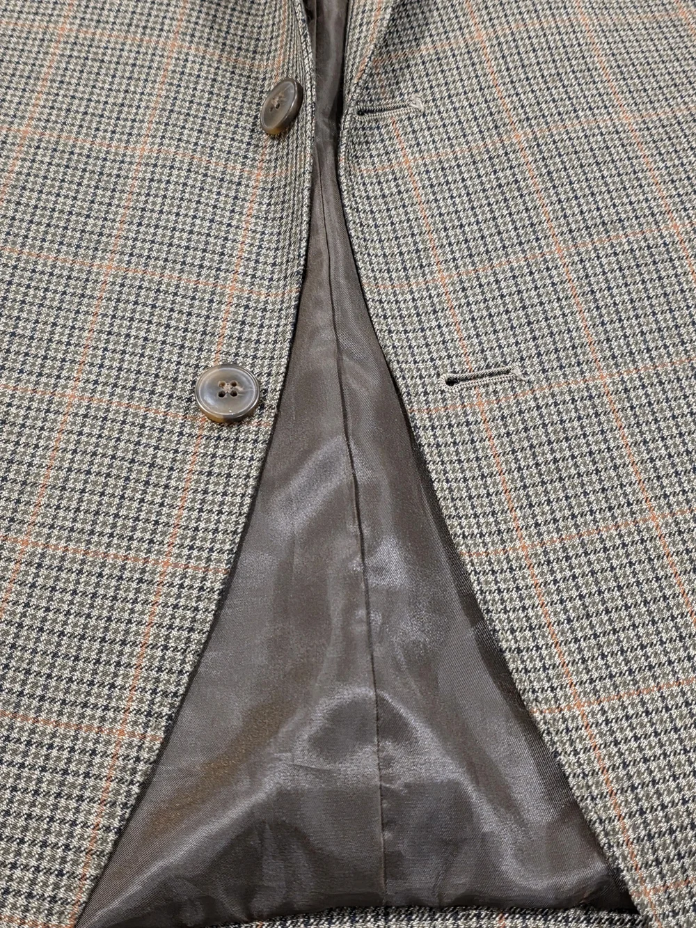 48R Men's Haggar Classic Fit Blazer Brown Houndstooth Orange Accent Sport Coat